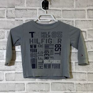 4/$20 Tommy Hilfiger Kids Gray/blue Graphic Long Sleeve Tee, size 2-3 toddler